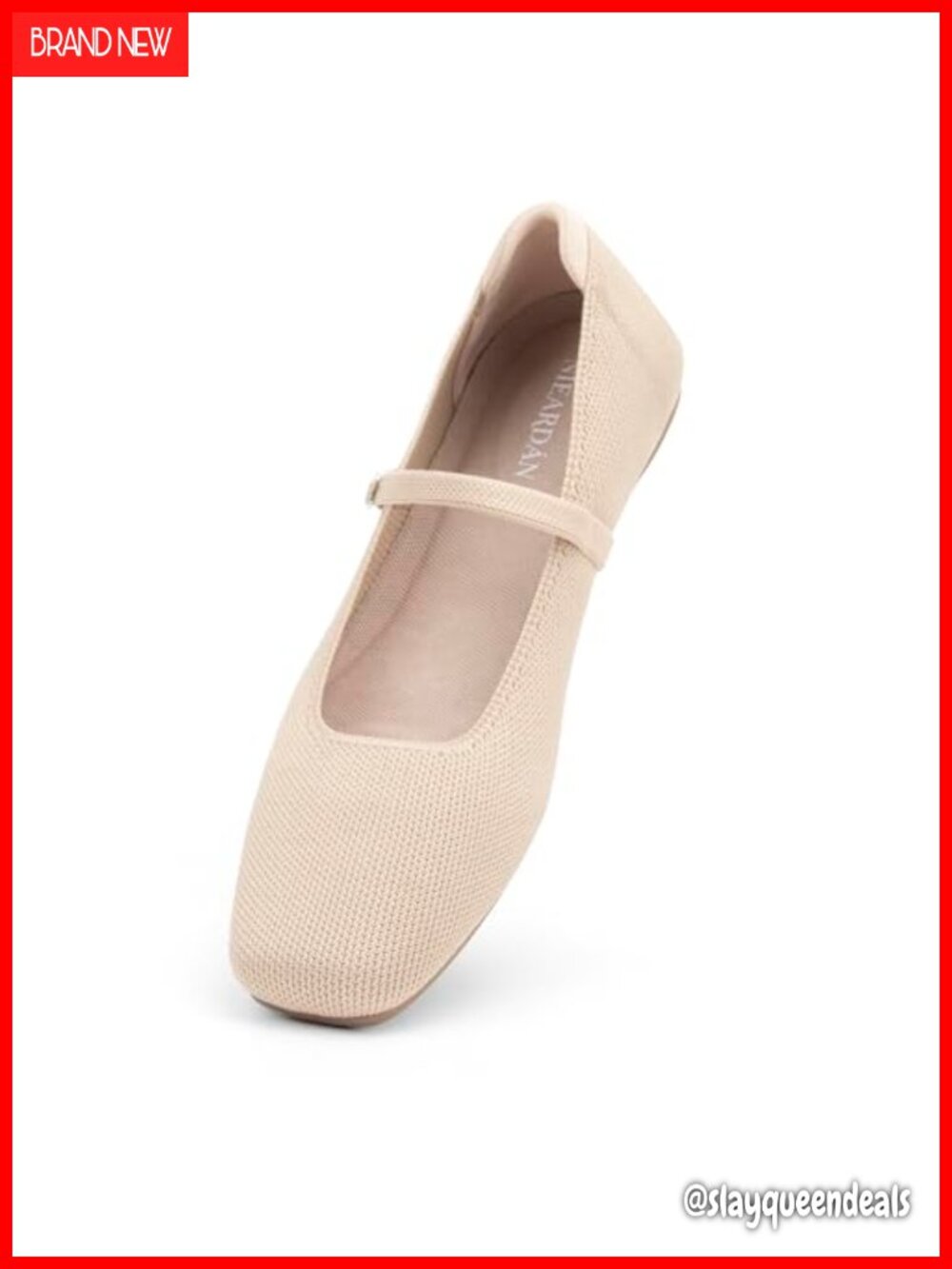 Women's Ballet Flats Square Toe Slip On Knit Mary Jane Comfy Casual Work Walking